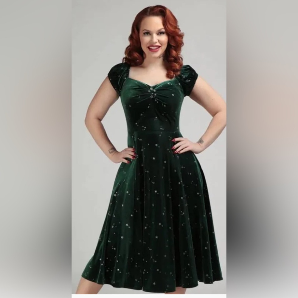 Collectif 50s Delores Glitter Swing Dress, size XS